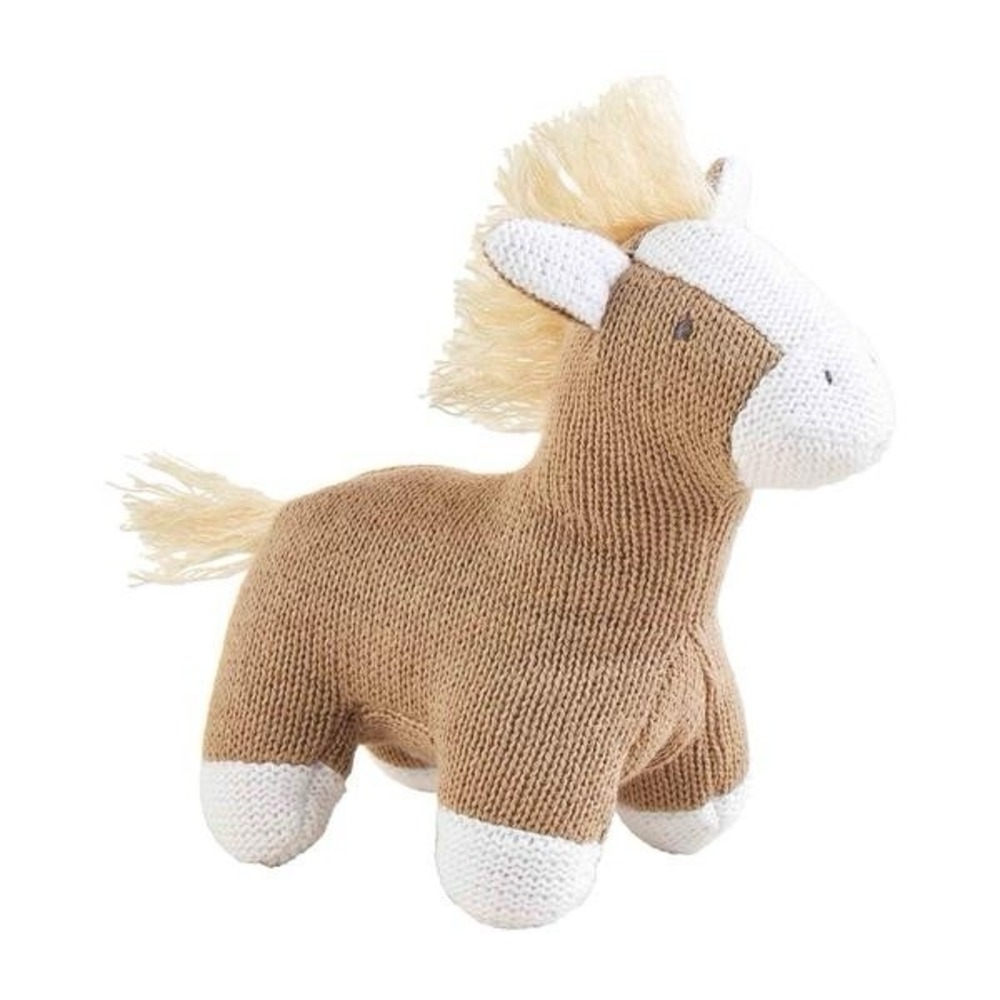 Mudpie Brown Horse Knit Rattle Plush For Infants & Toddlers